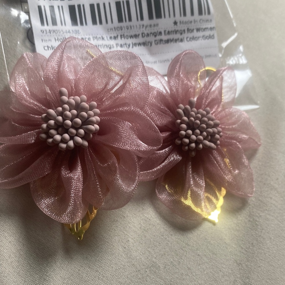 Pink Flower Dangle Earrings